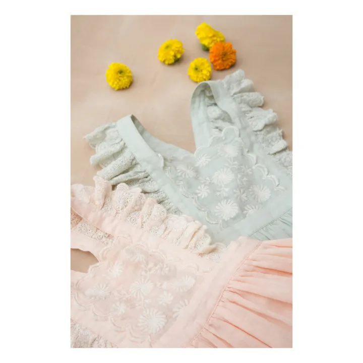 Louise Misha Robe Tablier Coton Bio Huguette | Vert d'eau