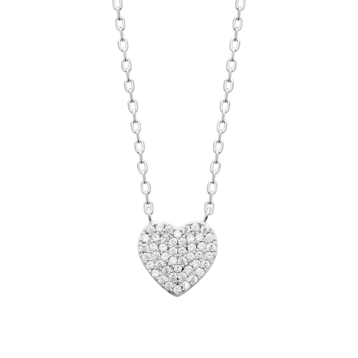 Collier Brillaxis argent rhodié coeur empierré OZ