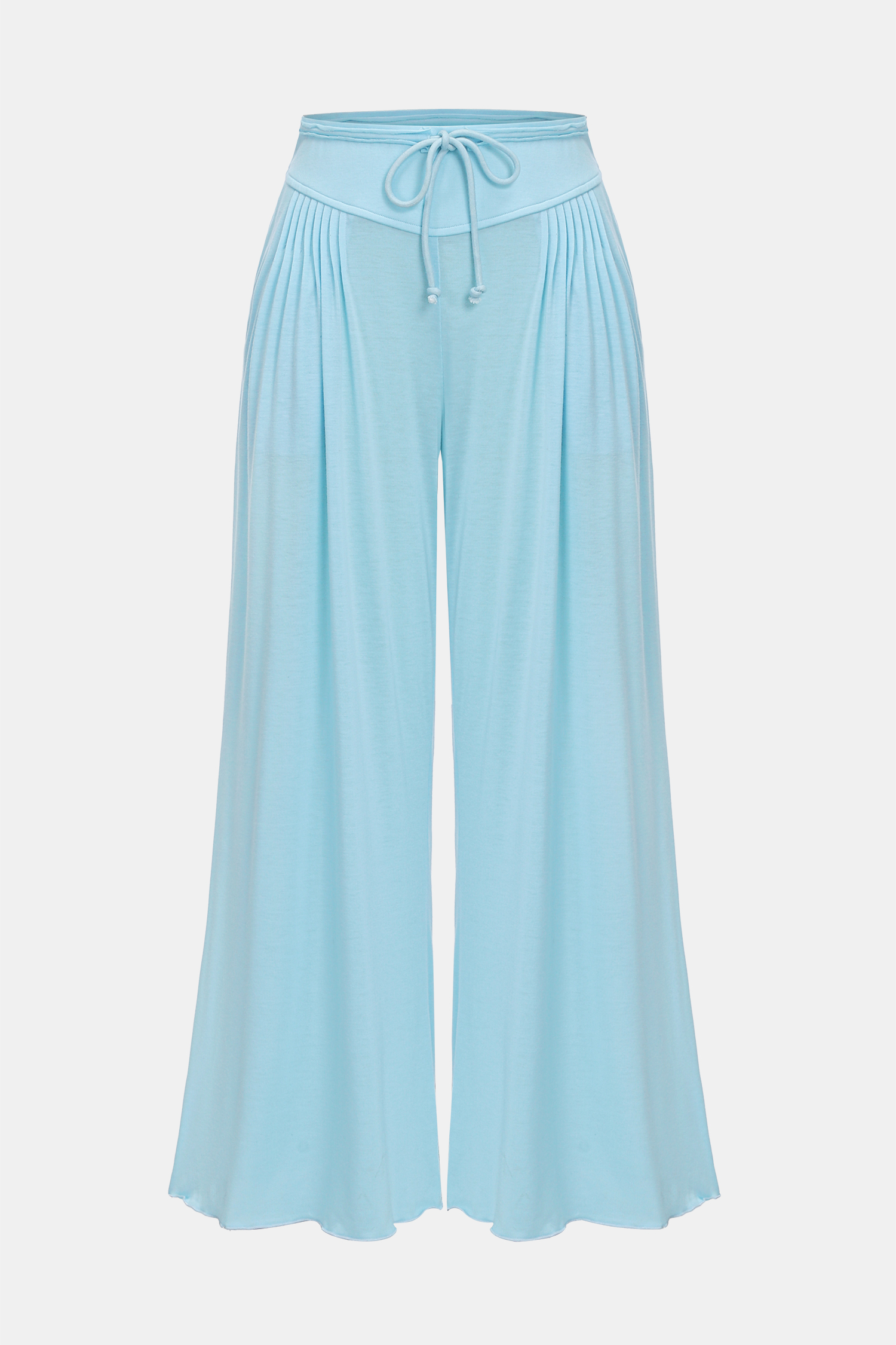 Pantalon en jersey à nervure et jambes larges bleu clair