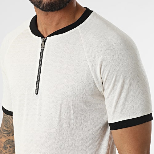 Ensemble Tee Shirt Col Zippé Short Jogging C5843-C8151 Beige Clair