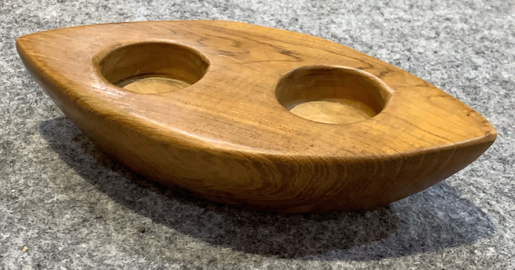 2er Teelichthalter aus Teak, natur, B 20 cm, L 10 cm, H 4,5 cm von fischer's lagerhaus