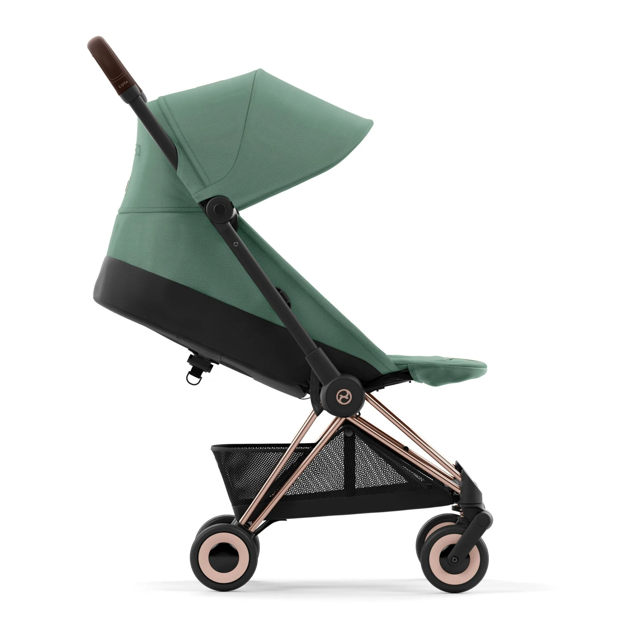 Cybex Poussette Coya - Cadre or rose avec siège vert feuillage