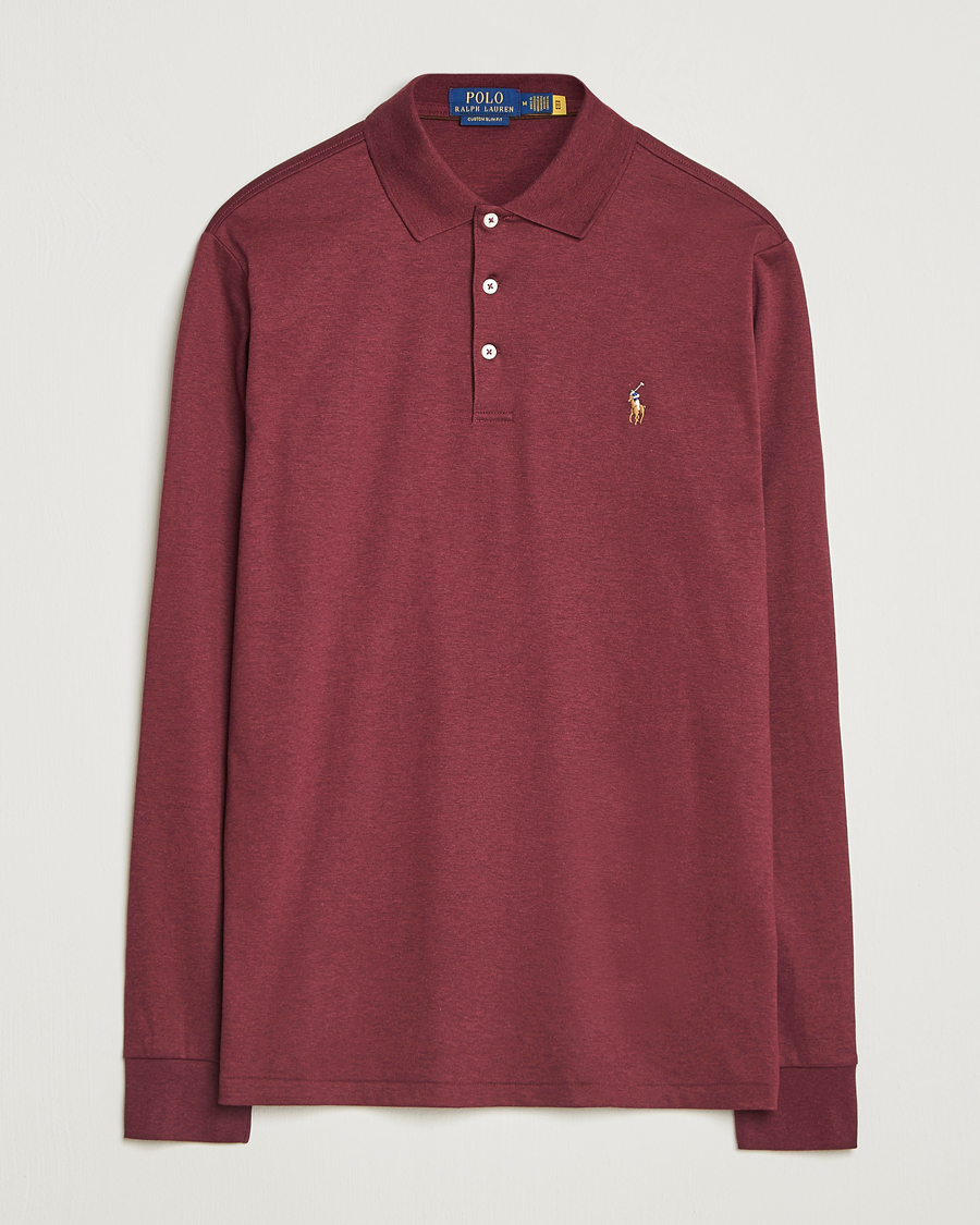 Polo Ralph Lauren Pima Cotton Custom Slim Fit LS Polo Spring Wine Heather