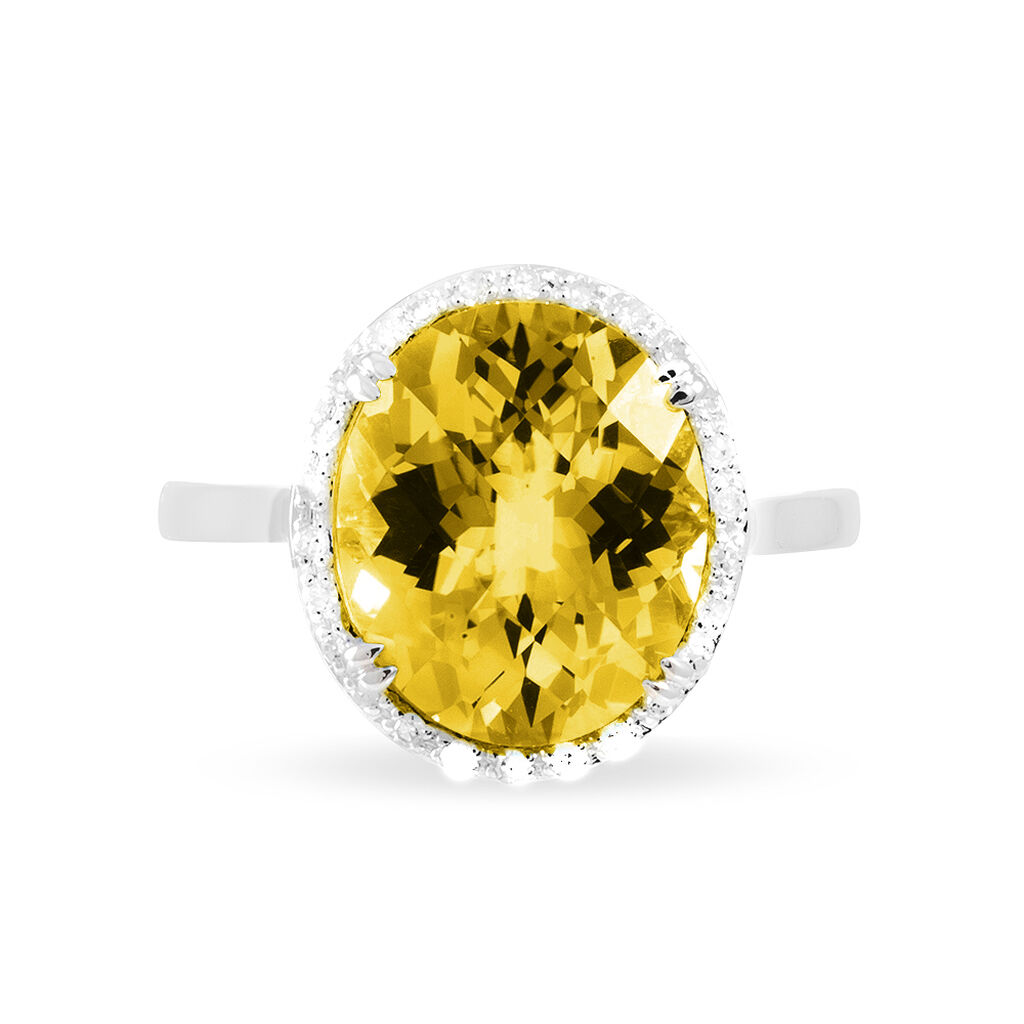 Bague Anna Or Blanc Citrine Et Diamant