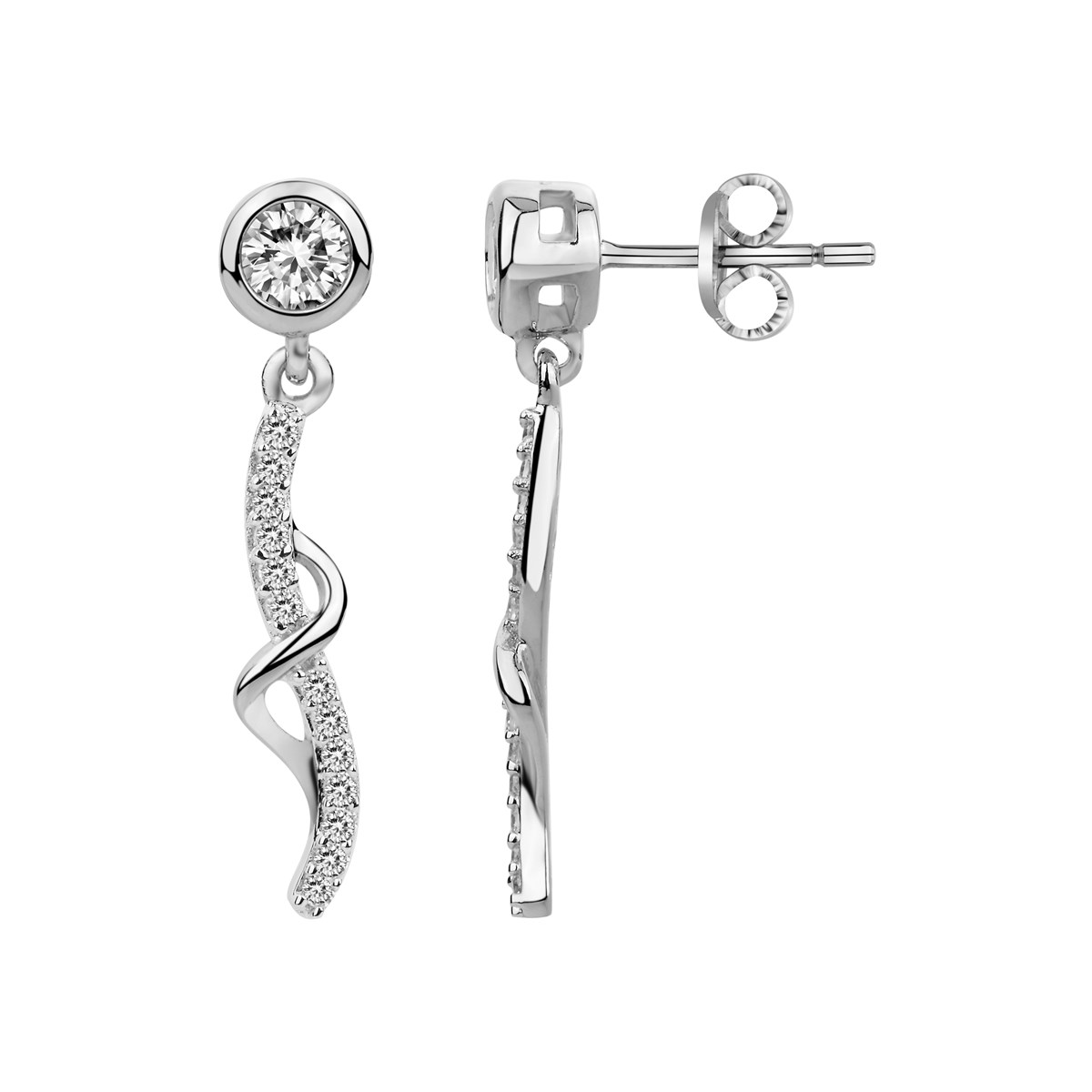 Boucles d'oreilles pendantes en Argent avec oxyde de zirconium blanc