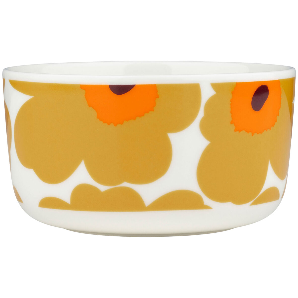Marimekko Unikko bolle 5 dl, hvit/karamell/oransje