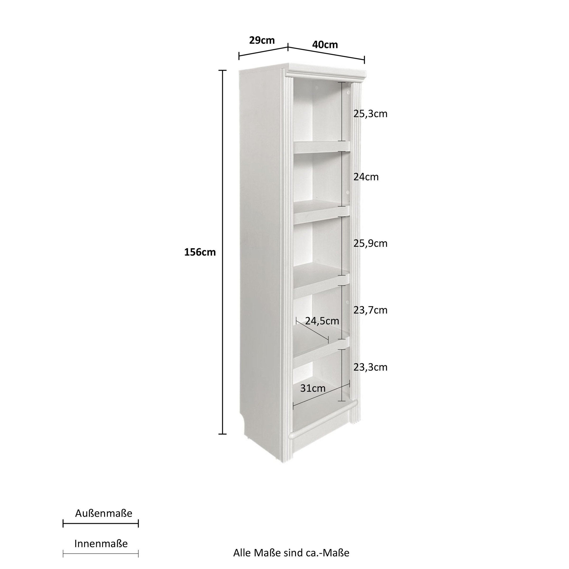 Home affaire Standregal »Soeren Stege« aus massiver Kiefer, Masse (B/T/H): 40/29/156 cm, mit viel Stauraum