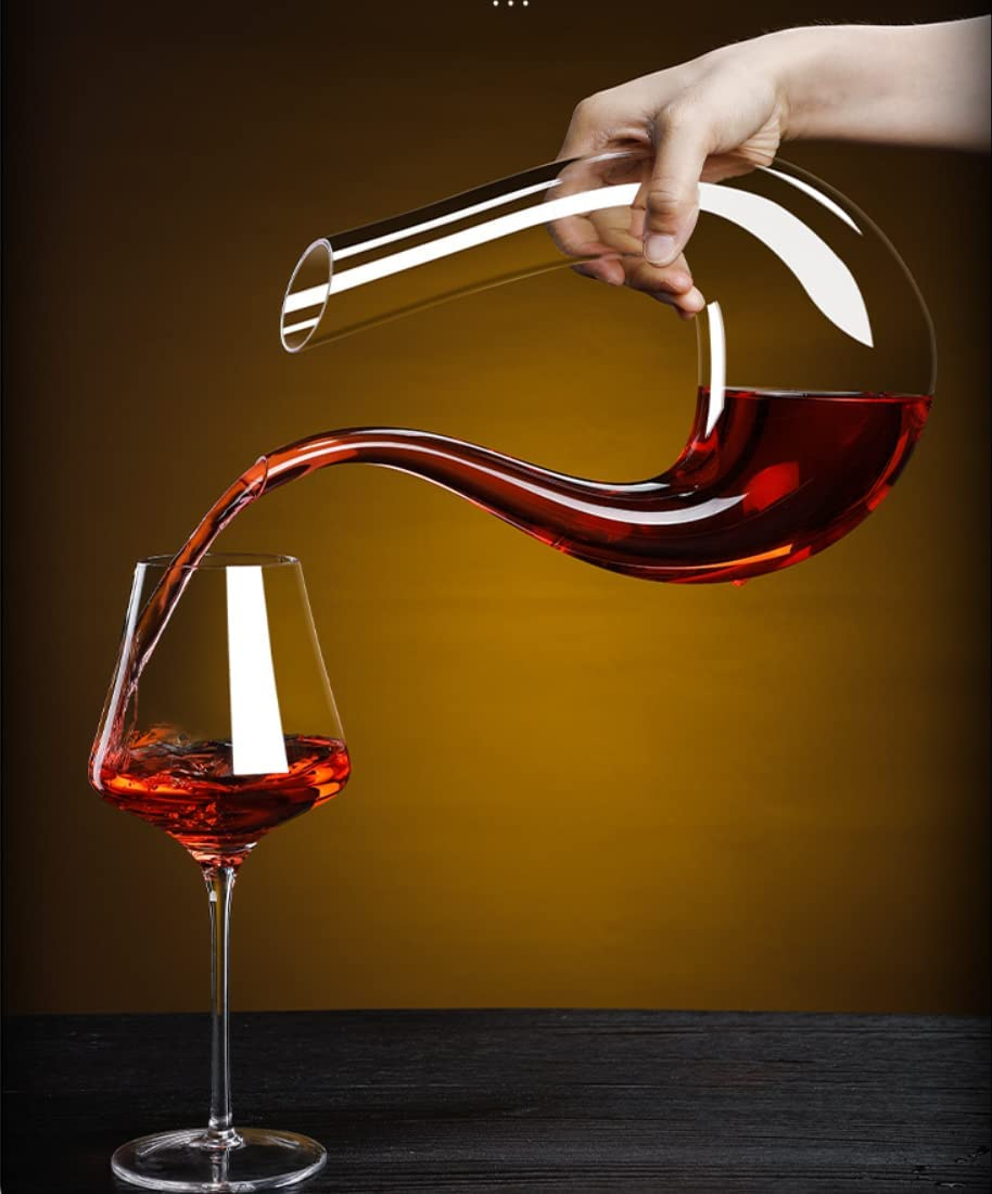 (1.5L) Deko Glas Karaffe Wein Dekanter Eleganter Ausgiesser Rotwein Dekantierer - Transparent