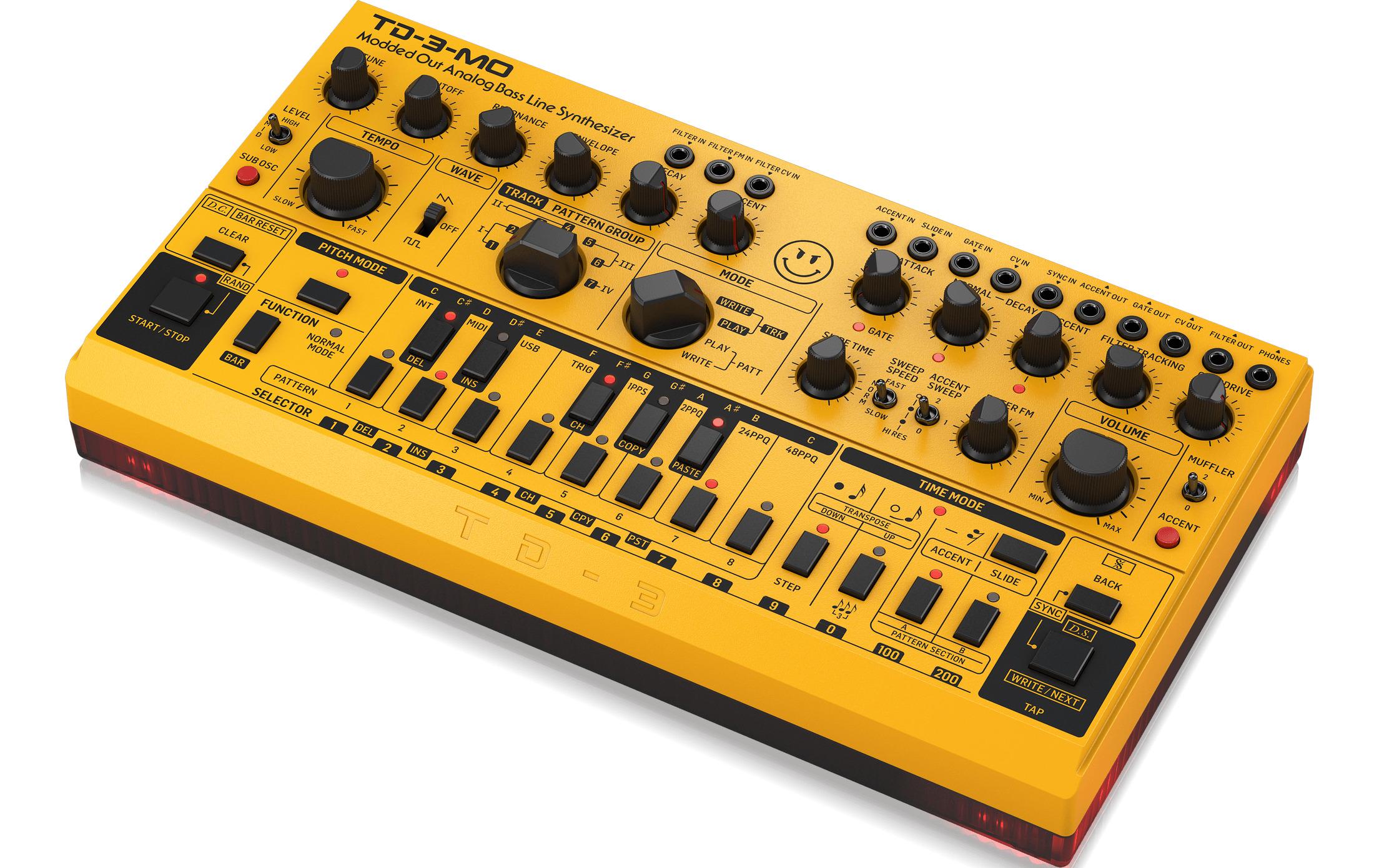 Synthesizer Analog Bass Line Synthesizer TD-3-MO-AM Gelb<br>Synthesizer mit MIDI-steuerbarem Sub-Harmonics-Oszillator
