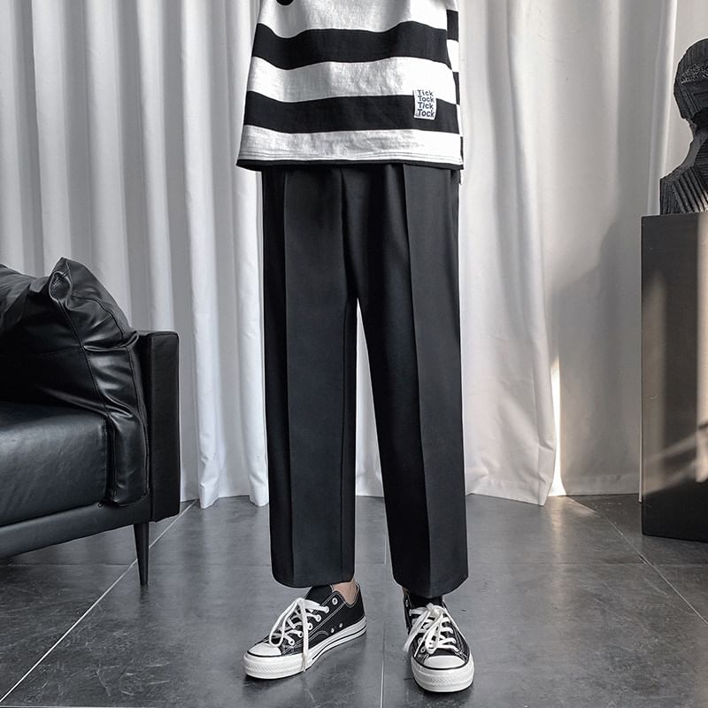 Bay Go Mall - Mid Rise Plain Crop Dress Pants