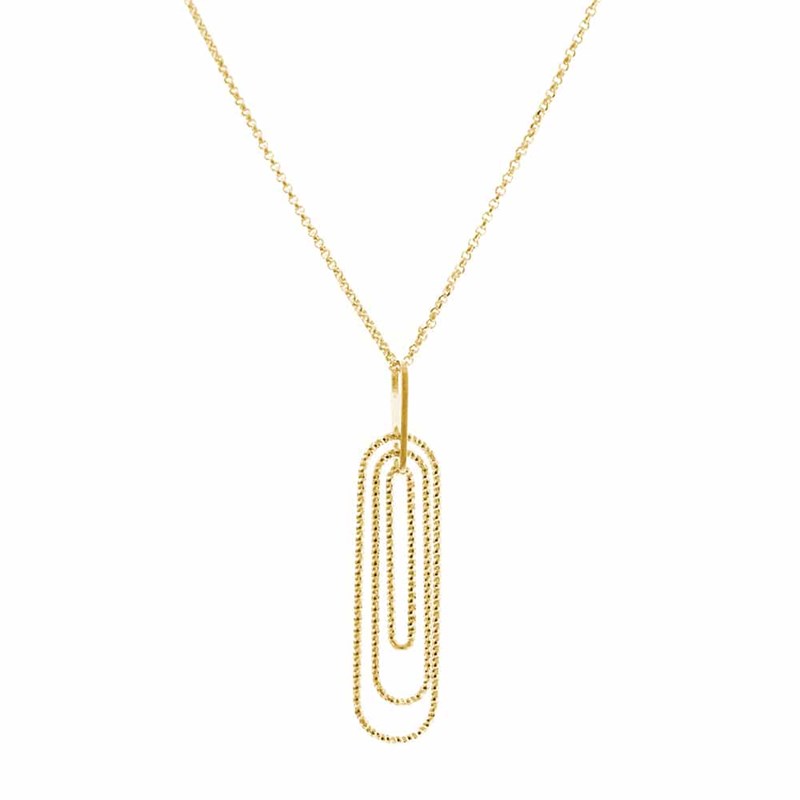 Collier Argent Dore Trombone Effet Diamante