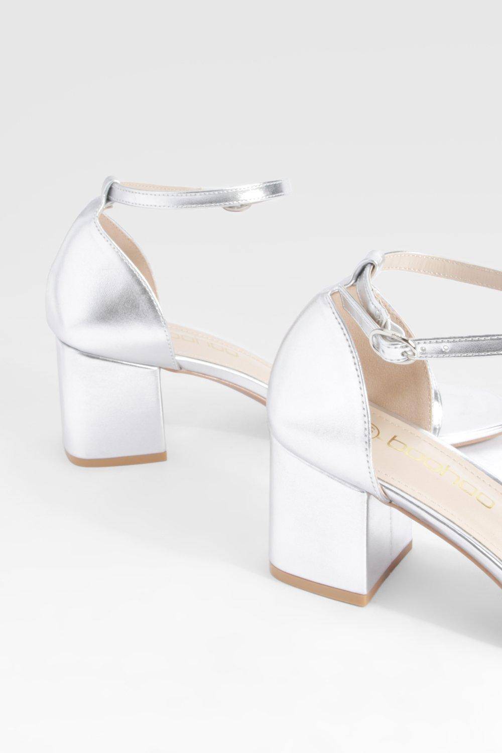 boohoo Talons larges métalliques à bloc bas, effet minimaliste