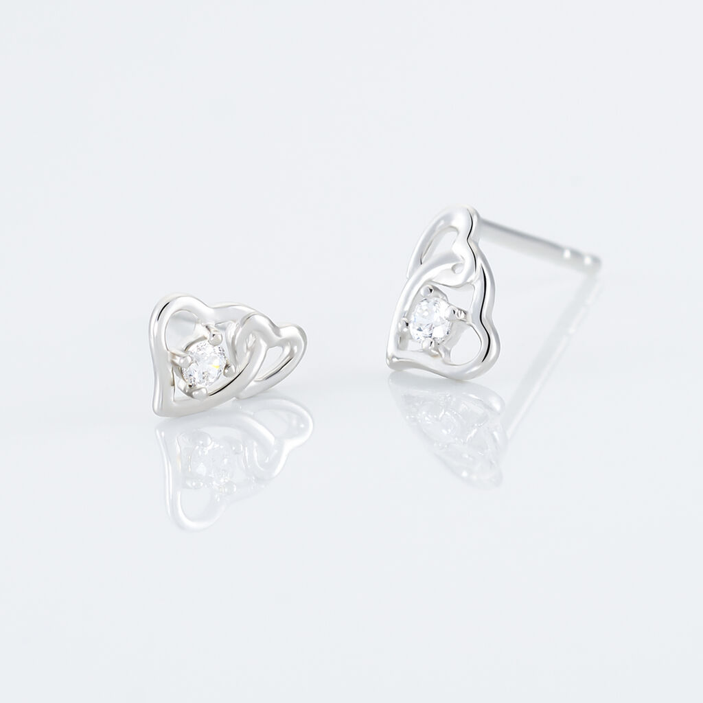 Boucles D'oreilles Puces Roma Argent Blanc Oxyde De Zirconium