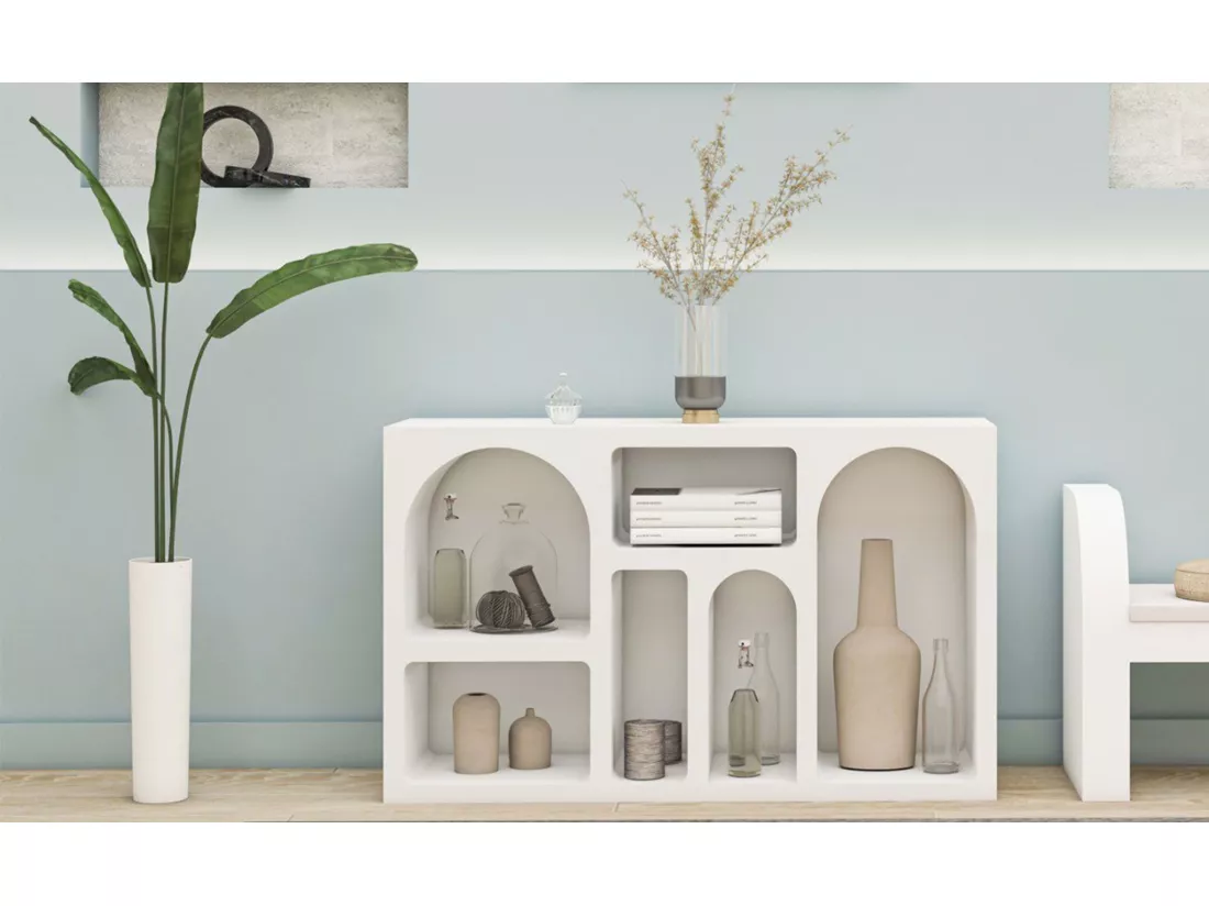 Console style contemporain Antares L120xH74cm Blanc
