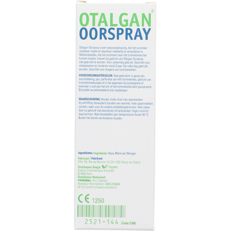 Otalgan Oorspray hygiëne