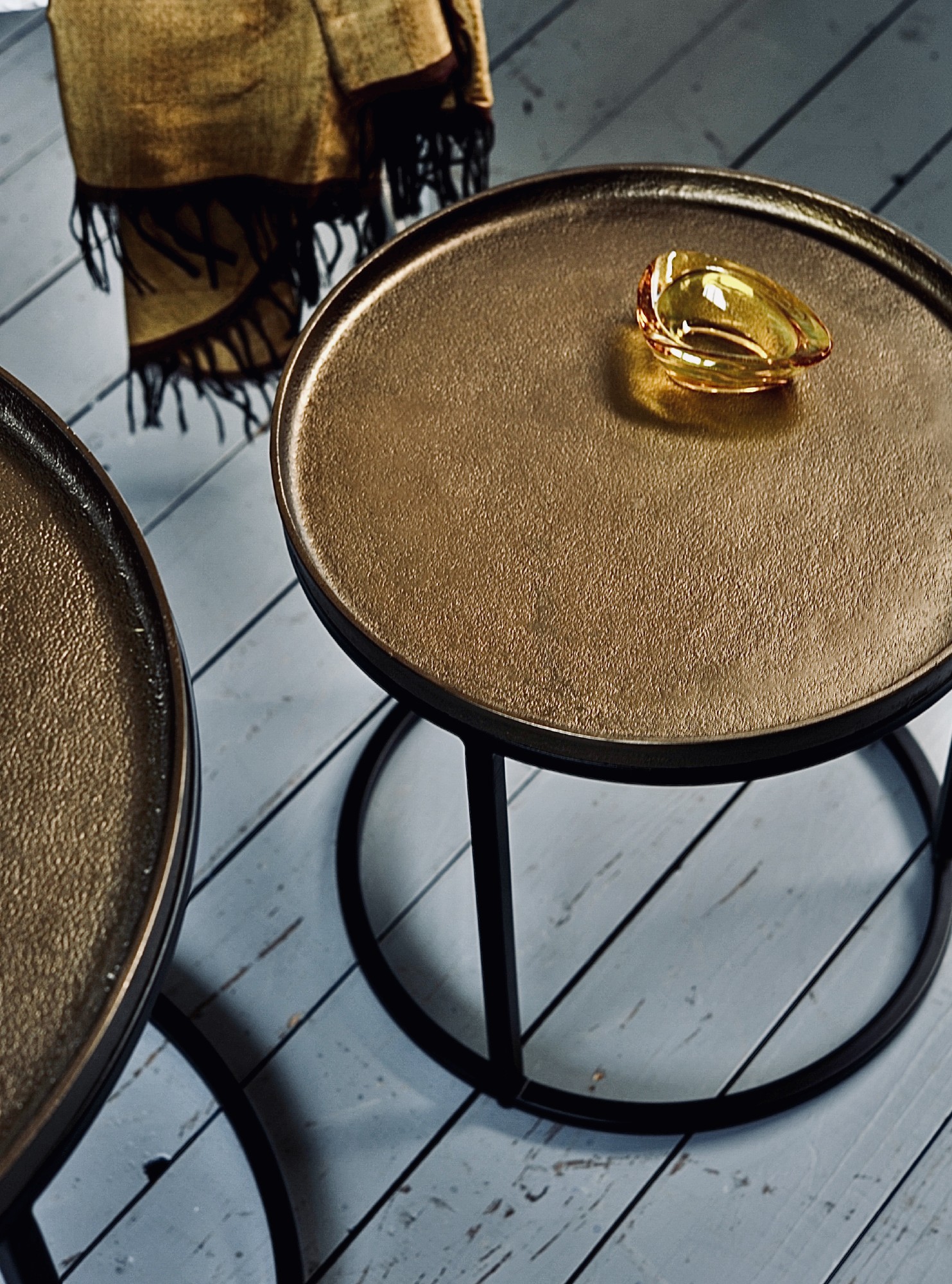 3er-Set Beistelltisch 'Lucia', gold, schwarz von fischer's lagerhaus