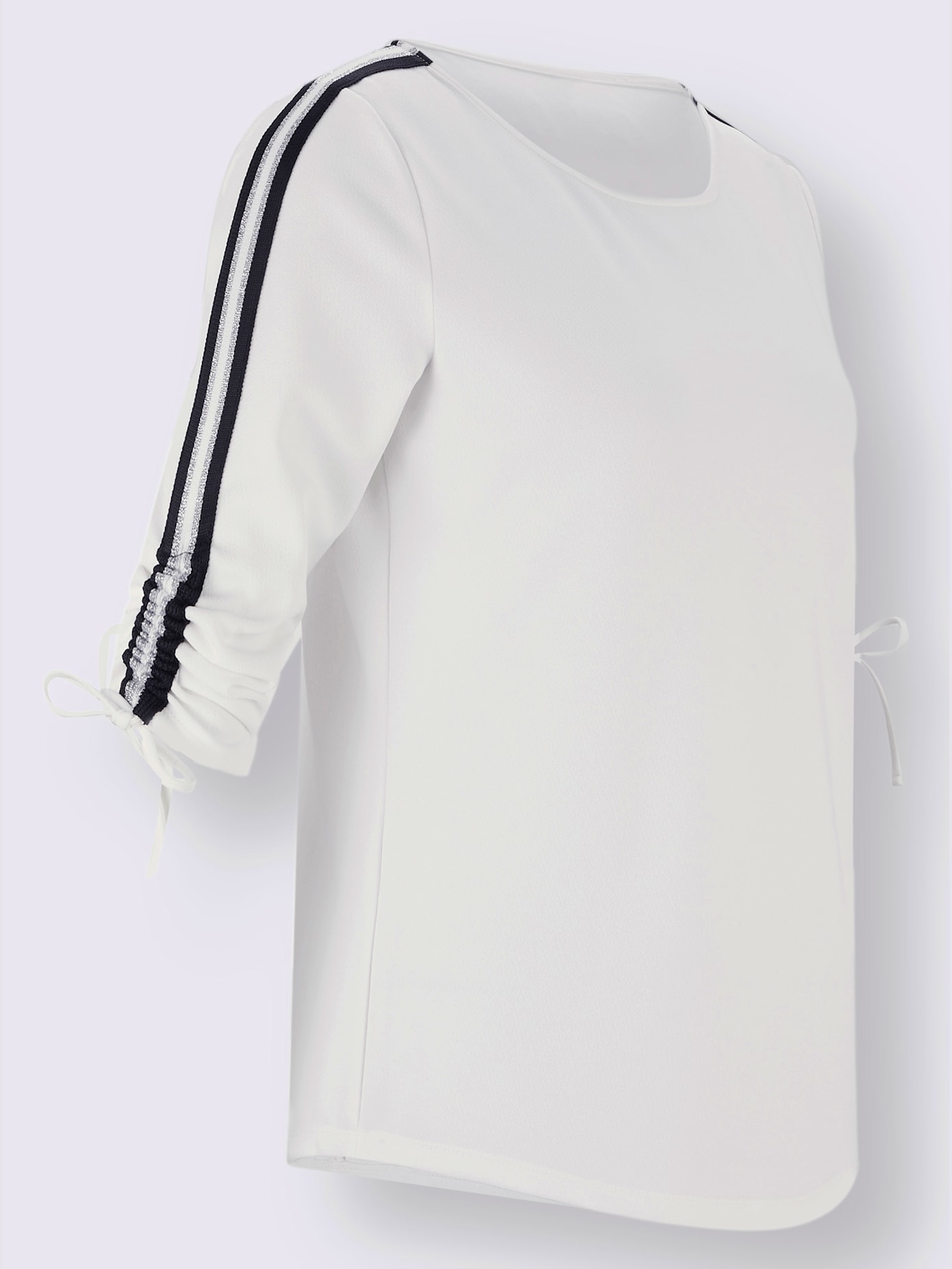 T-shirt à manches 3/4 crêpe et jersey