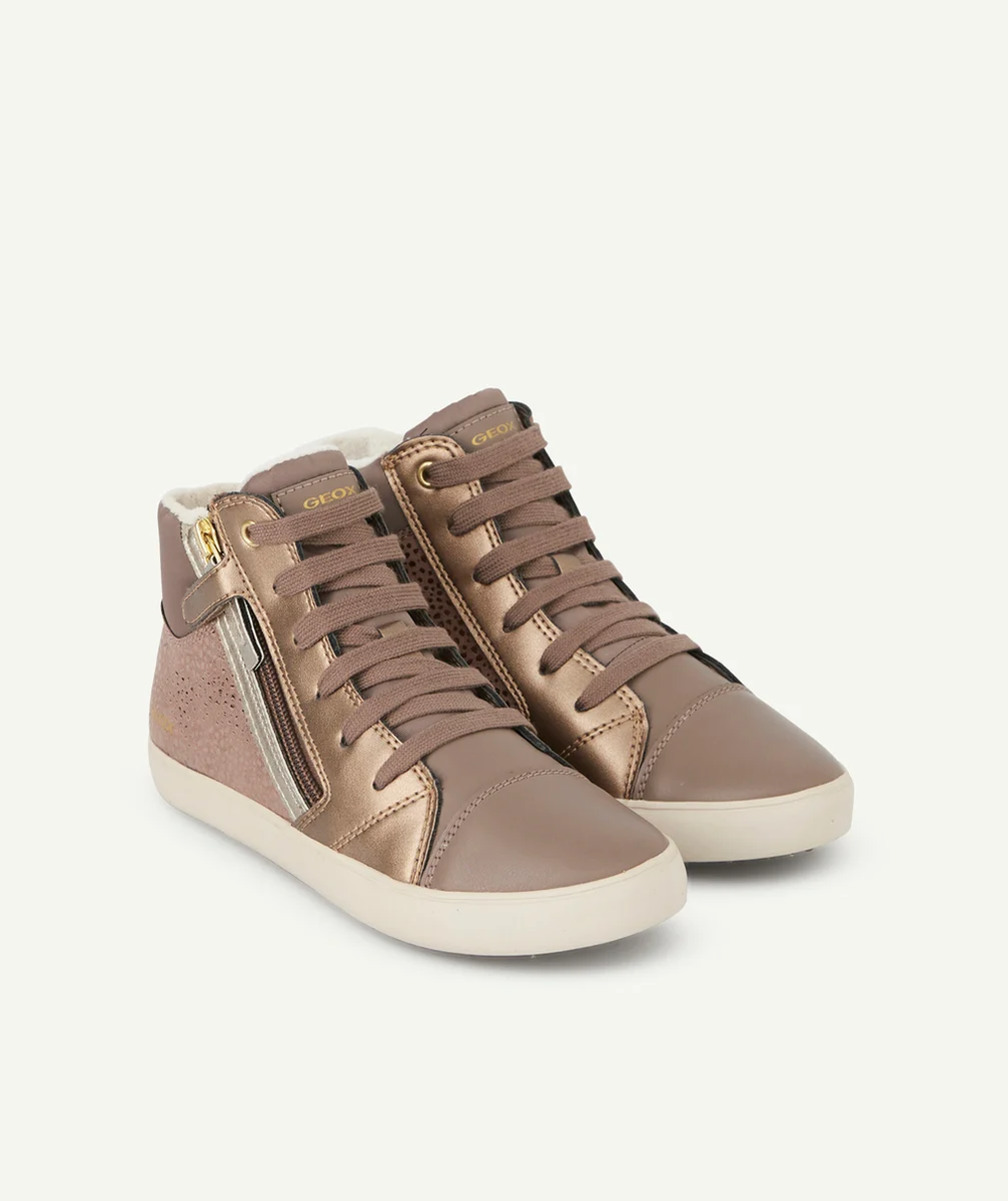 GEOXBASKETS MONTANTES FILLE GRISES AU TISSU BRILLANT