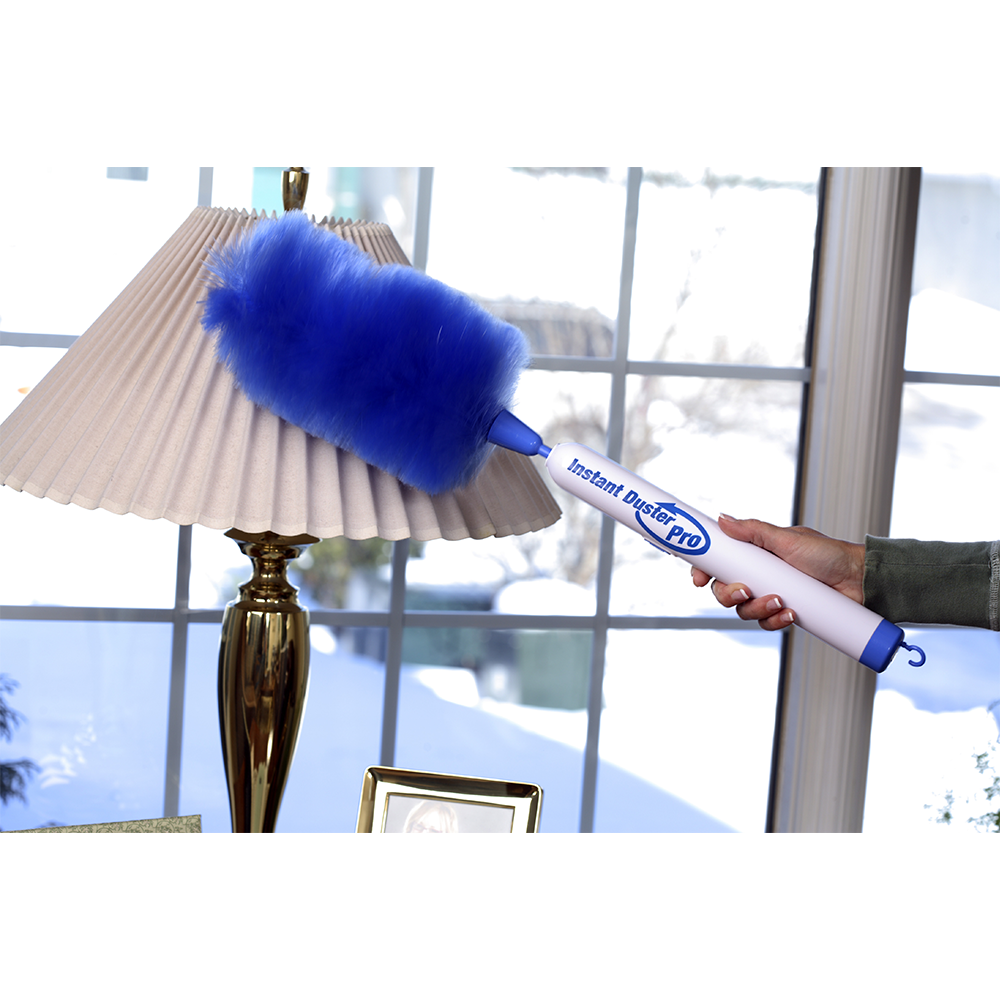 (42-95cm) Instant Duster Pro Elektrischer Staubwedel Ausziehbarer Teleskop Reiniger inkl. 2 Aufsätze (VHGVACIND0392) - Blau / Weiss