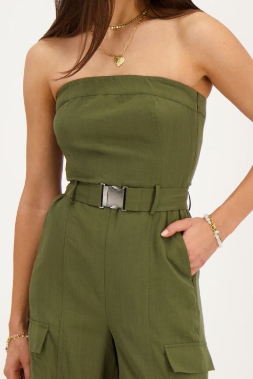 Donkergroene cargo jumpsuit