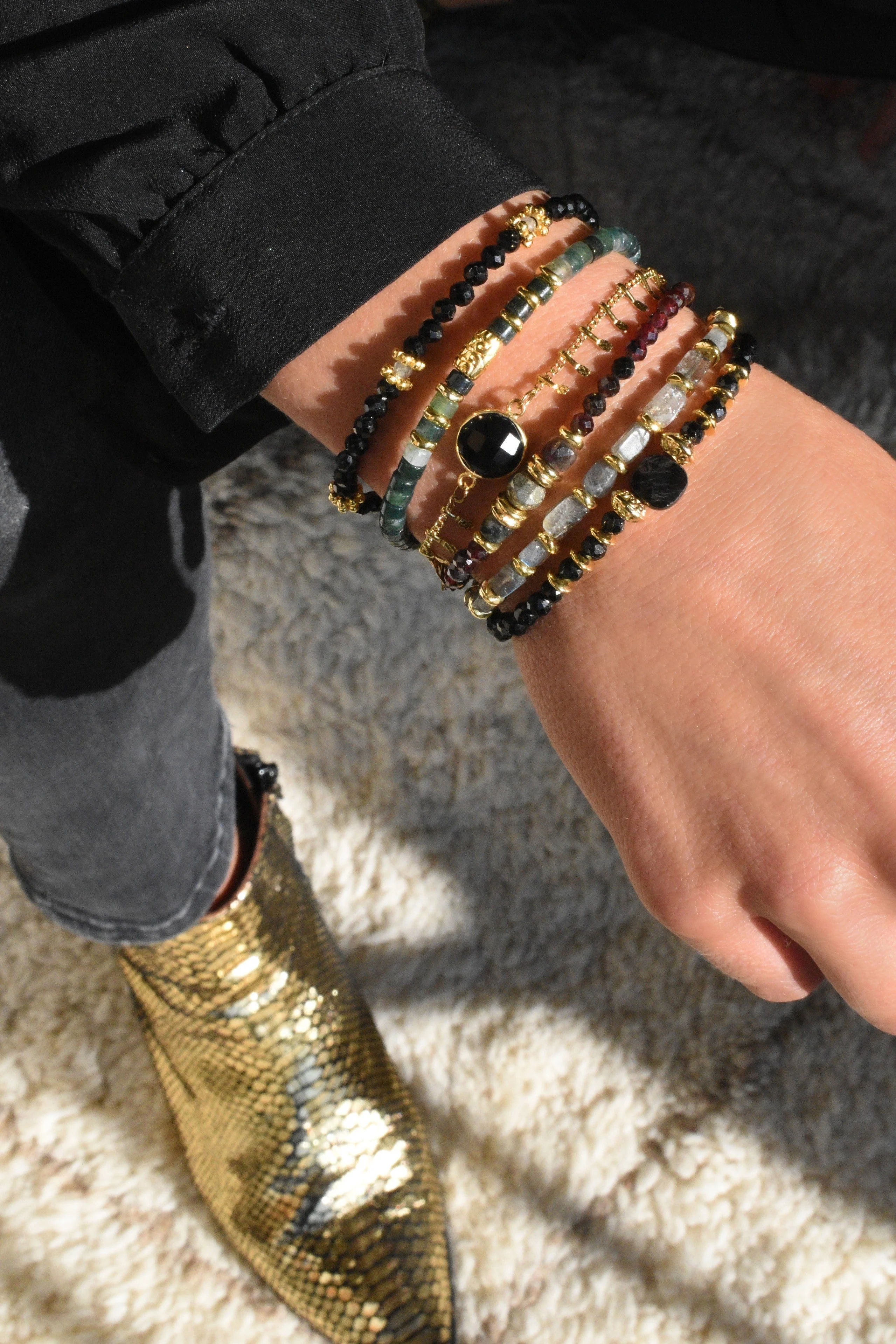 ALEXIA - Grenat, pyrite, tourmaline | Bleu