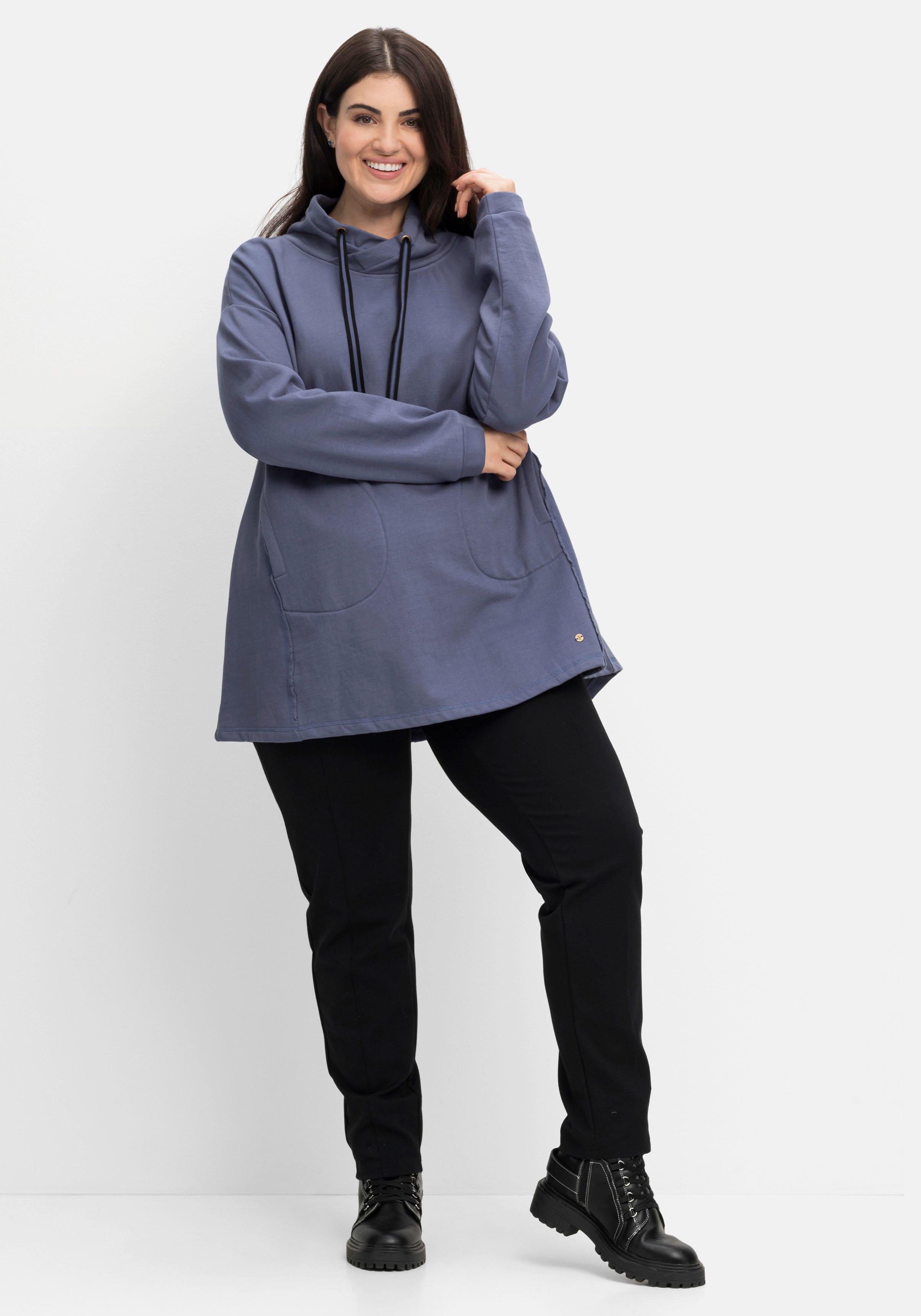 Sweatshirt in A-Linie, mit Taschen und Kragen