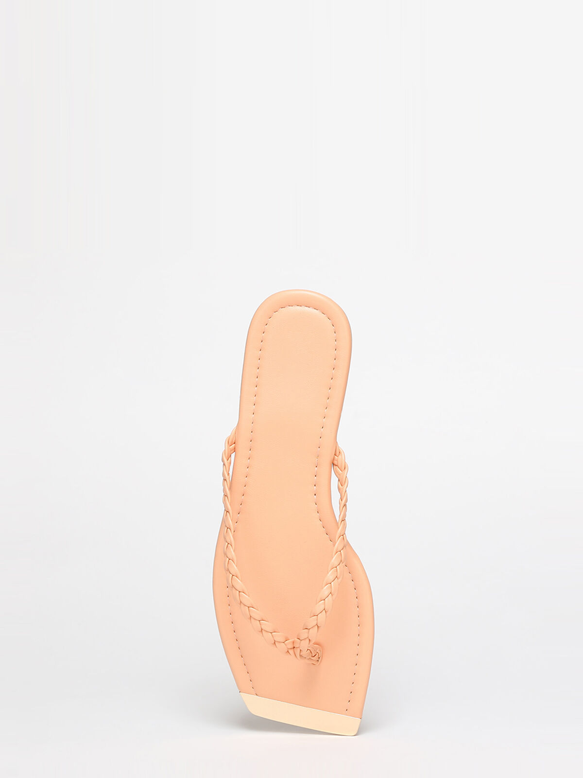 Tongs à bout carré avec détail- orange