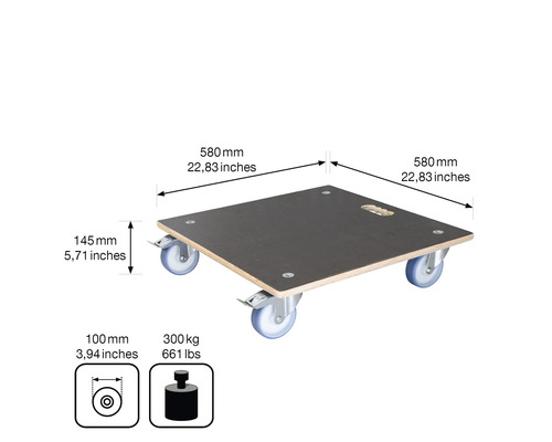 Transportwagen/plantenwagen WagnerSystem MaxiGRIP, 58x58 cm, 300 kg