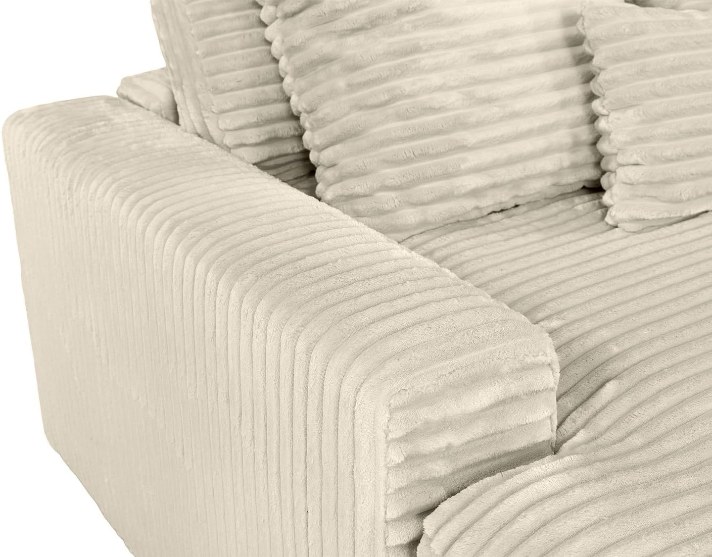 Pascal Morabito - 4-Sitzer-Sofa, Komfort, Tiefe Sitzfl‰Che, aus Cordstoff, groﬂe Rippen, Beige Calazo