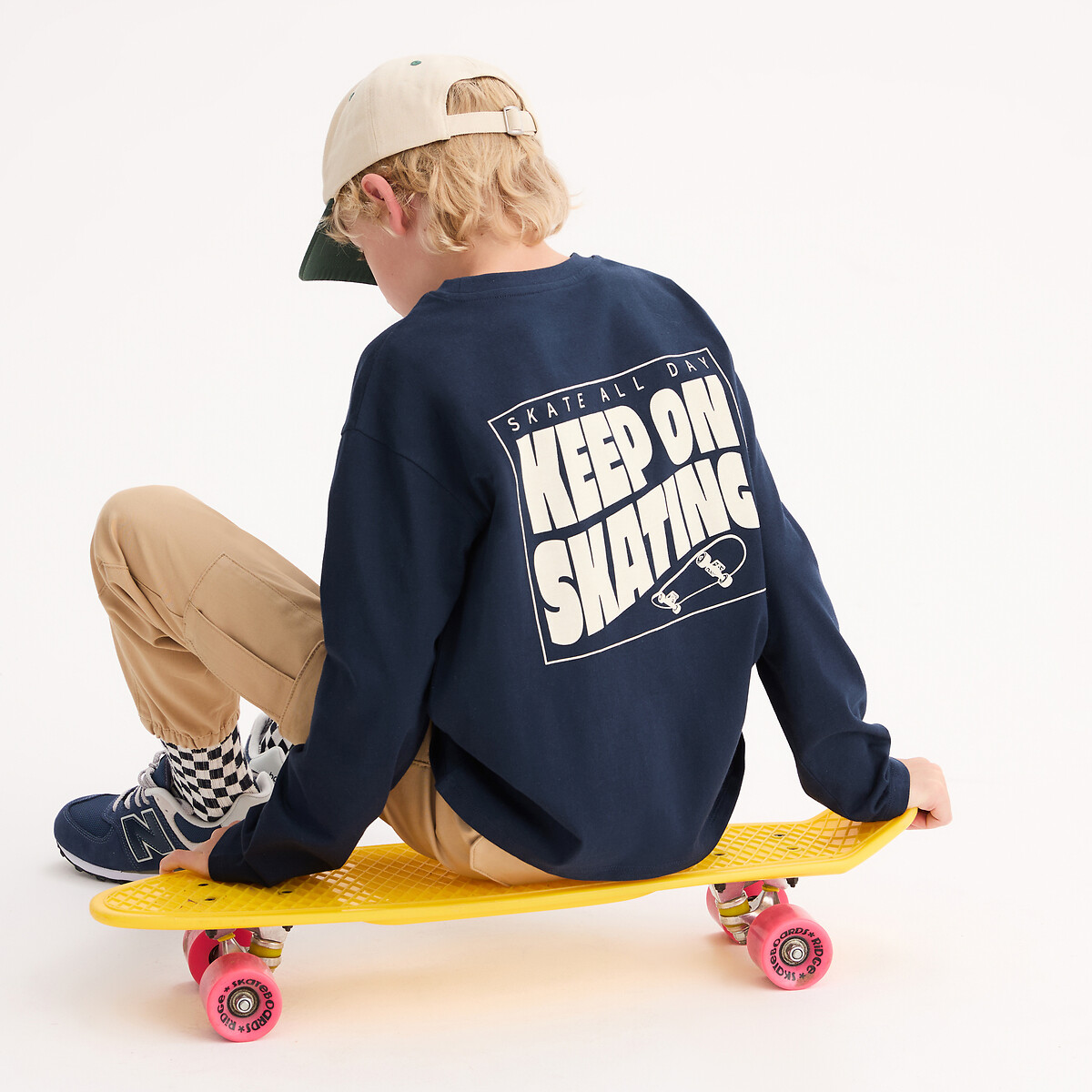 COLEÇÕES LA REDOUTE<br>Camiseta de manga comprida, estampada na frente e nas costas