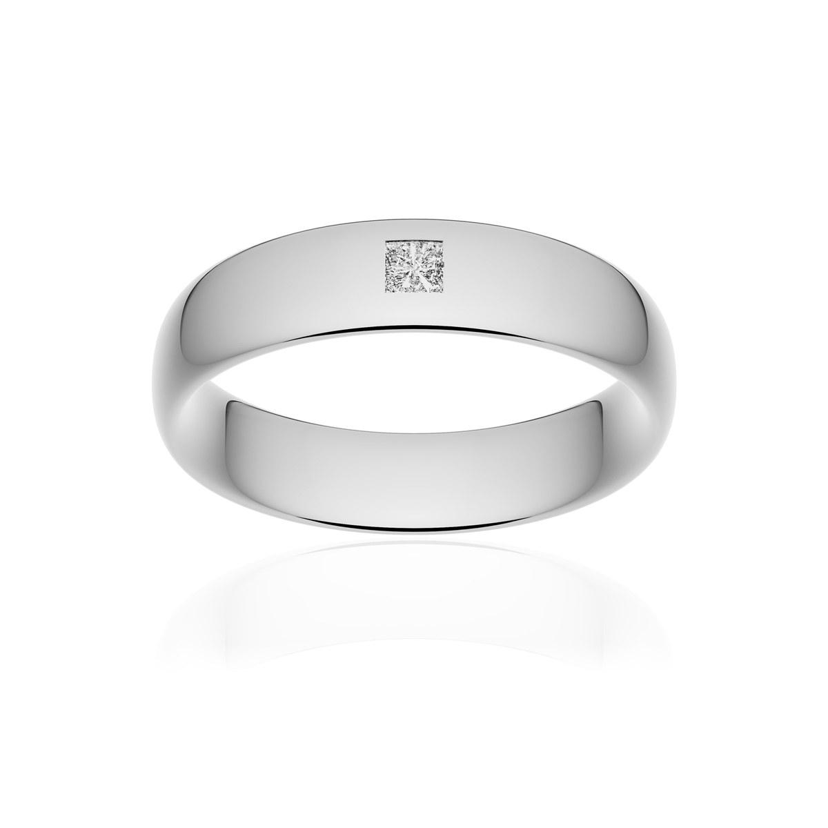Alliance or 375 blanc poli ruban confort 5,5mm diamant princesse