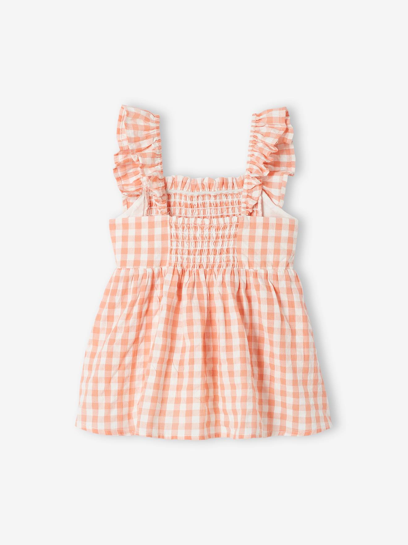 Blusa rosa peônia com alças franzidas e babados para meninas
