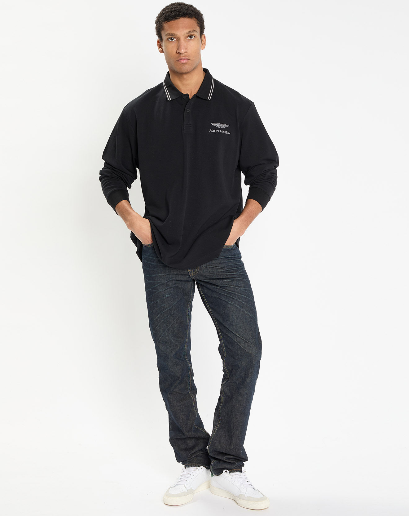 Hackett London Polo manches longues Aston Martin Racing noir