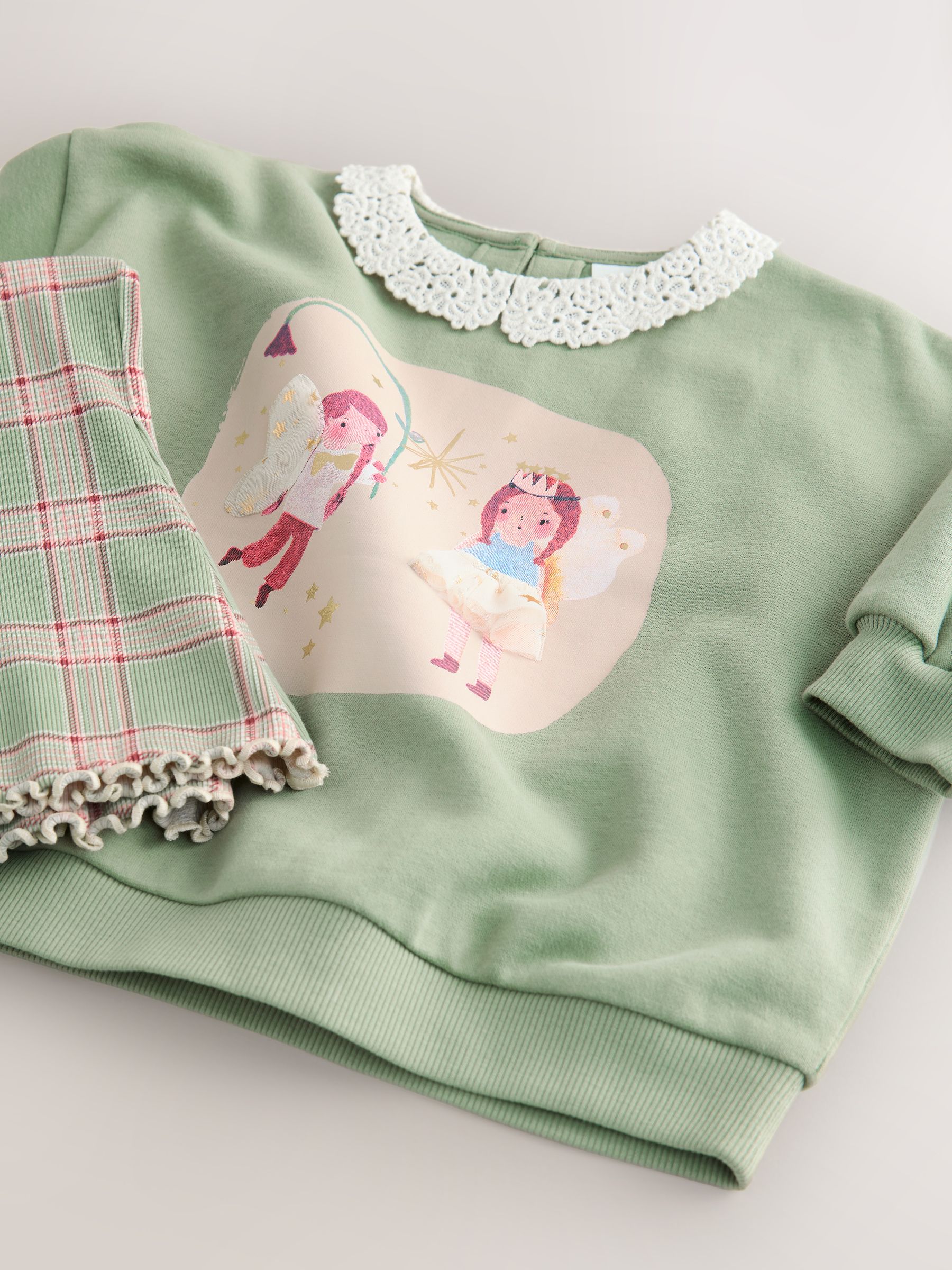 Groen elfje - Collared Sweatshirt & Flare Leggings Set (3mths-7yrs)
