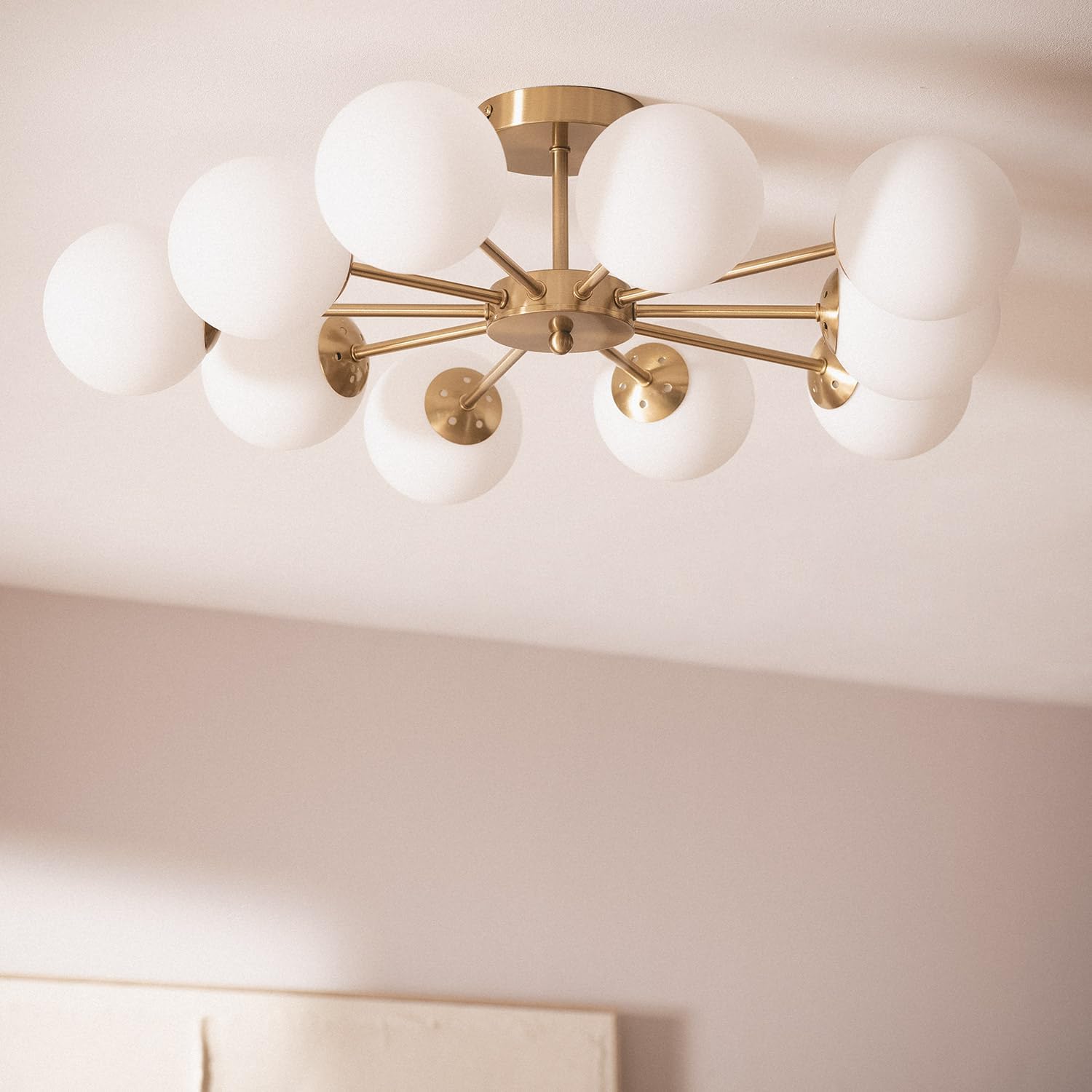 LEDKIA LIGHTING Deckenleuchte Metall und Glas Moonlight Brass 10 Spots Für die Küche, das Esszimmer, das Schlafzimmer,Gold