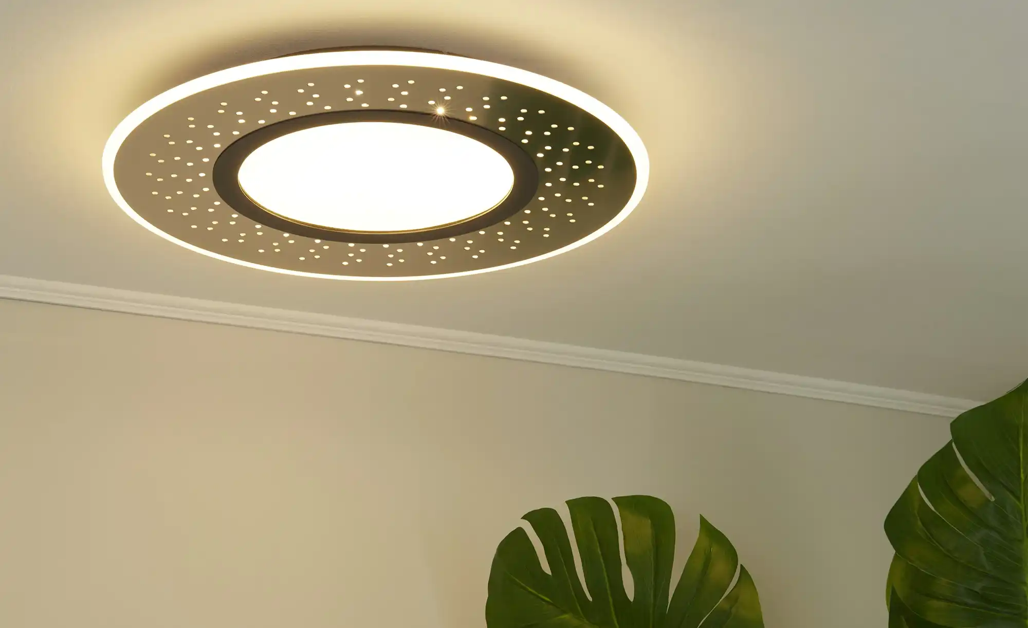 Trio LED-Deckenleuchte , Nickel matt mit Fernbedienung