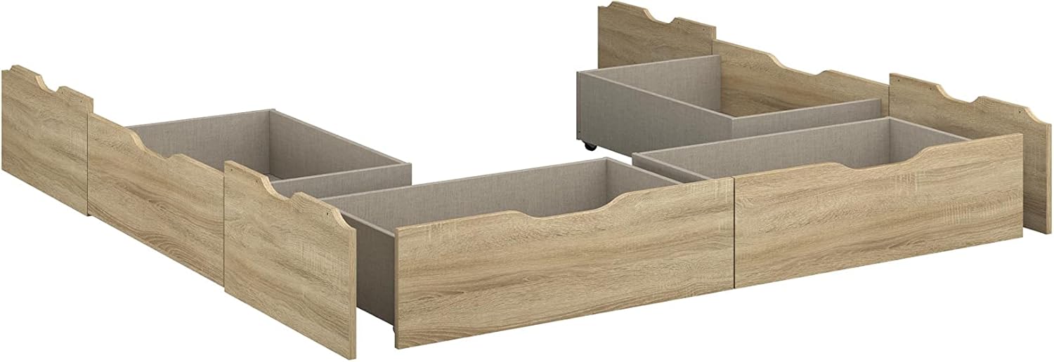 Rauch Möbel Flexx Bett Stauraumbett in Eiche Sonoma, Holz, mit 3 Schubladen als zusätzlichen Stauraum Liegefläche 180 x 200 cm Gesamtmaße Bett BxHxT 185 x 90 x 209 cm