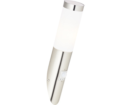 Sensorgestuurde buitenwandlamp, roestvrij staal/kunststof, IP44, 1-lichts, HxØ 400x75 mm, Chorus roestvrij staal/wit