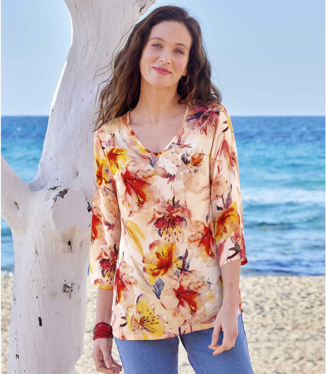 Blouse en Crêpe Imprimé Fleurs