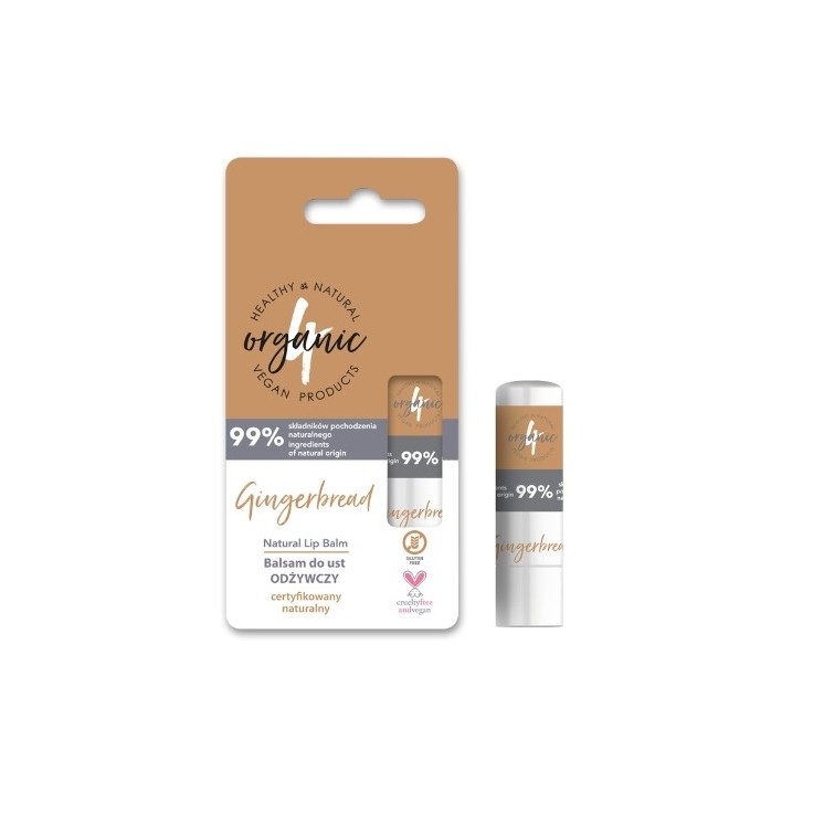 4Organic Natural nährender Gingerbread Lippenbalsam 5 g