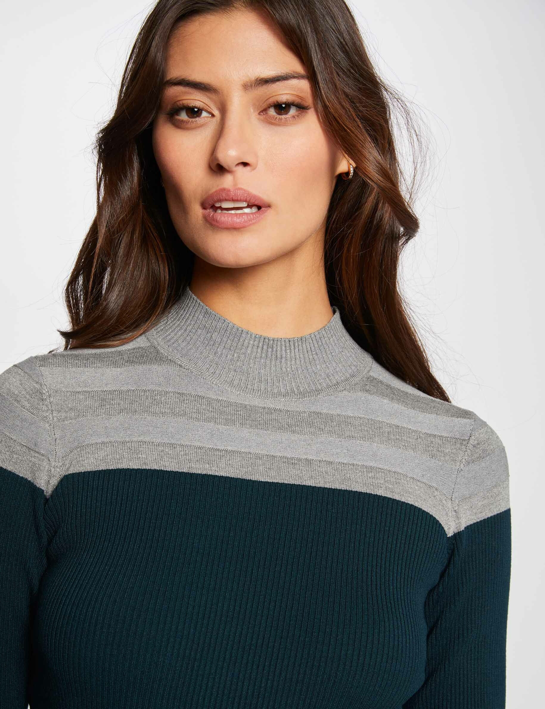 Pull manches longues col montant gris anthracite femme - gris_anthracite
