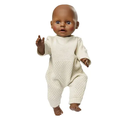 Heless Puppen-Strickstrampler aus 100 % Bio-Baumwolle, ecru, Gr. 28-35 cm