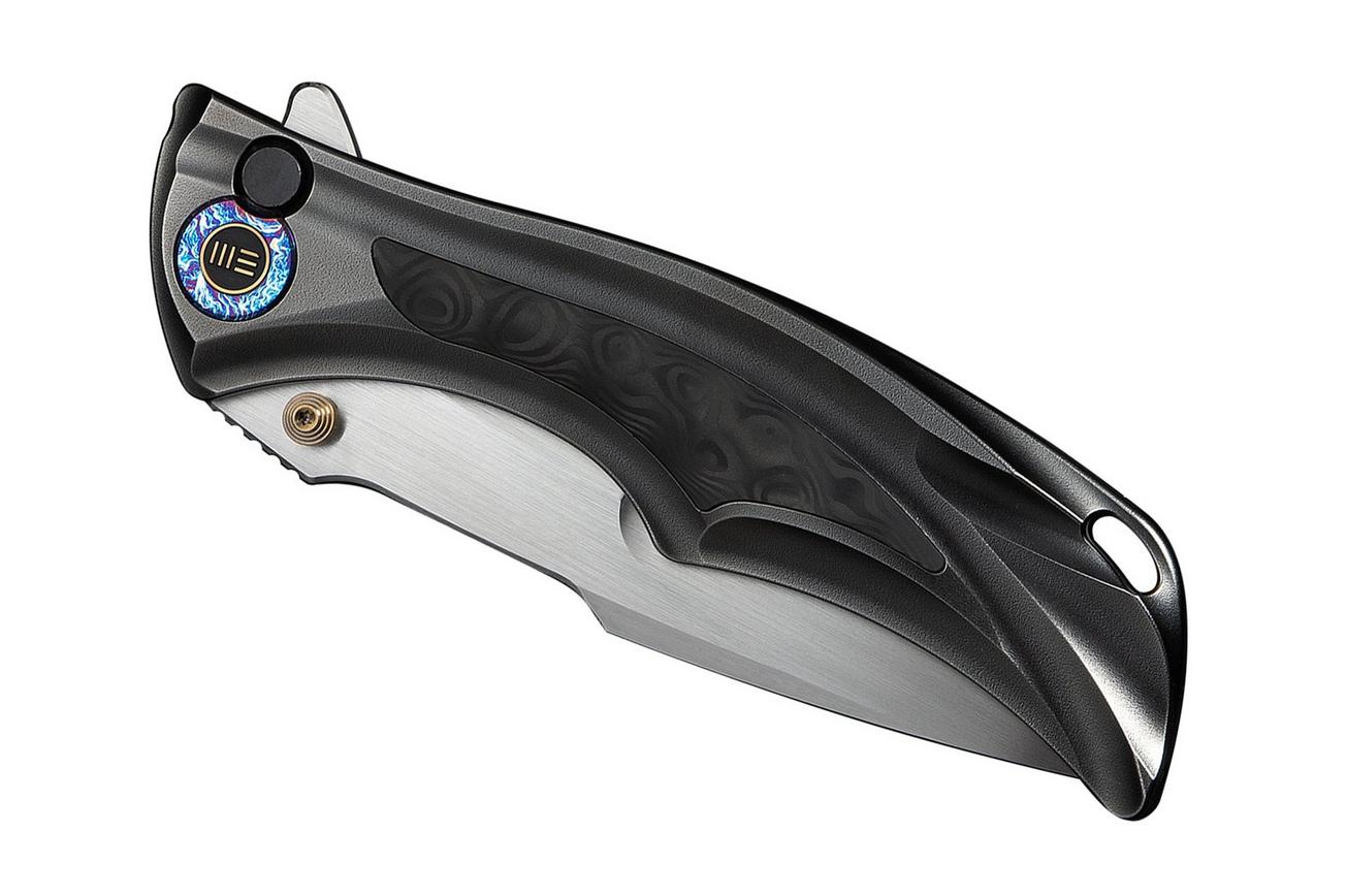 WE Knife Tighe Down WE24054-2 Hand Satin Böhler M390, Integral Polished Black Titanium Rose CF Inlay, zakmes, Brian Tighe design