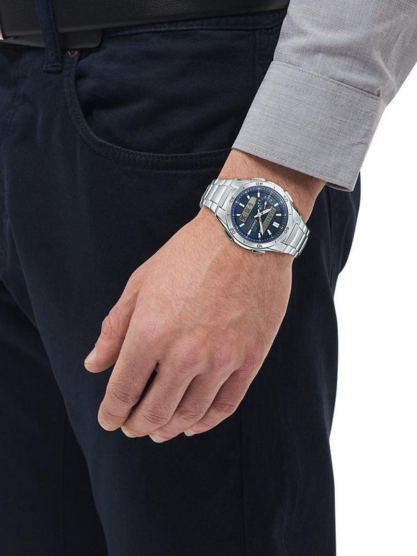 Casio - WVA-M650D-2AER - Polshorloge - Grijs - Blauw - Roestvrij Staal