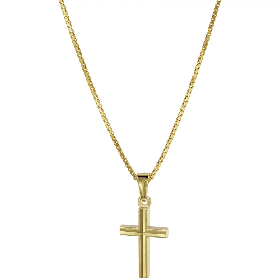 trendor Kreuz Anhänger für Kinder Gold 333 mit plattierter Halskette gold