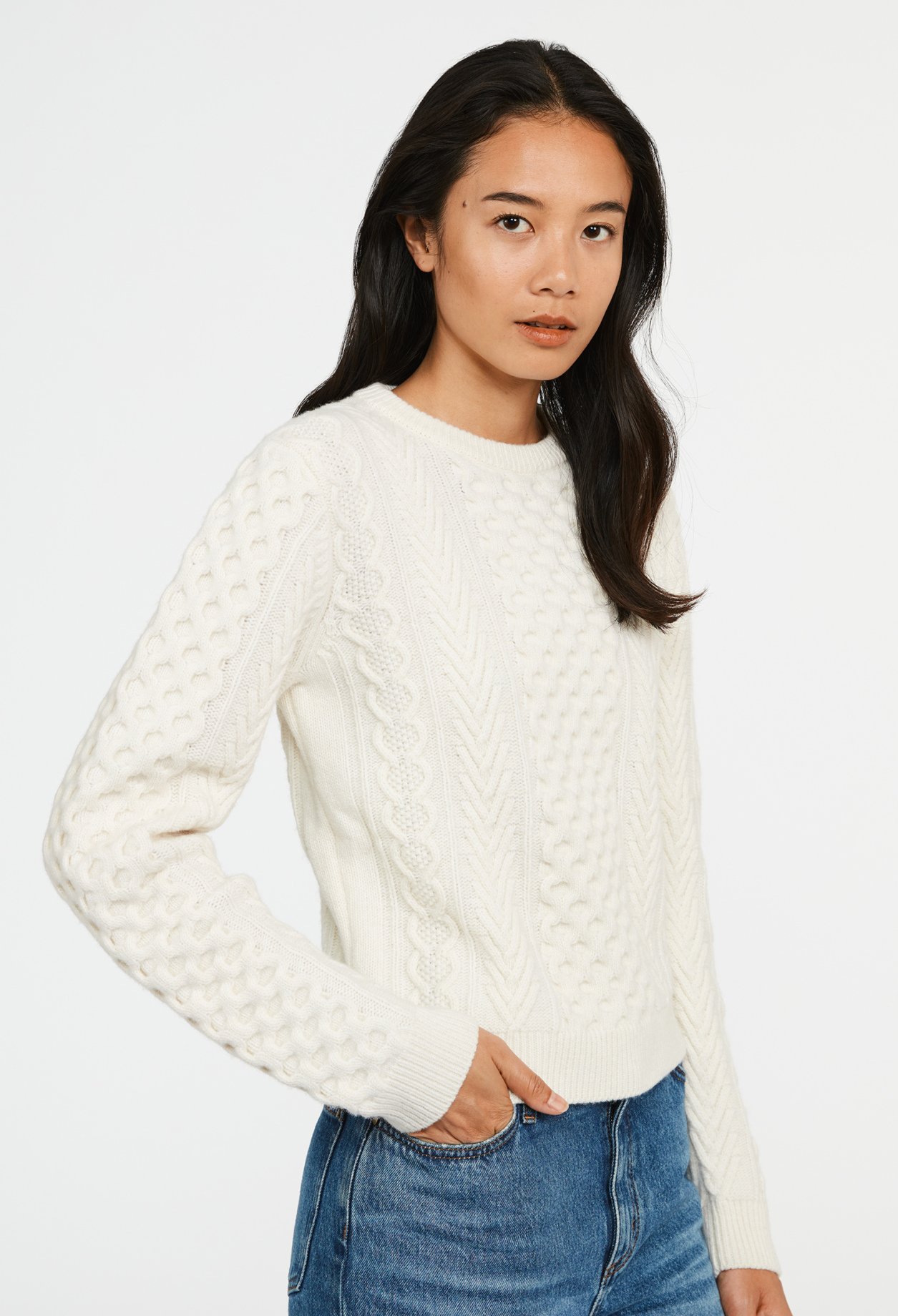 Pull torsade ecru