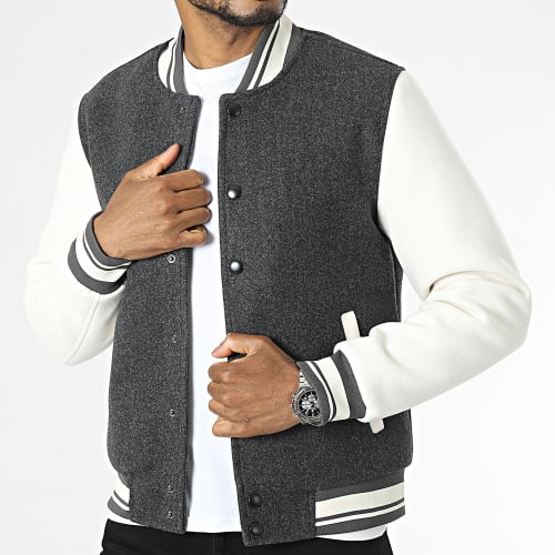 Veste Teddy Gris Blanc