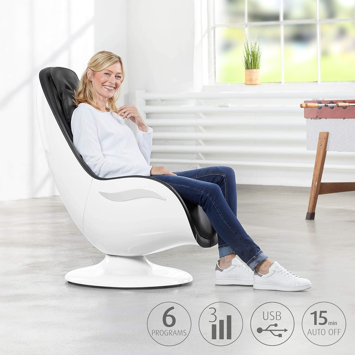 medisana RS 650 Lounge Chair, sill&oacute;n de masaje con 6 tipos de masaje diferentes y masaje cervical, masaje sueco con 3 niveles de intensidad y conexi&oacute;n de carga USB