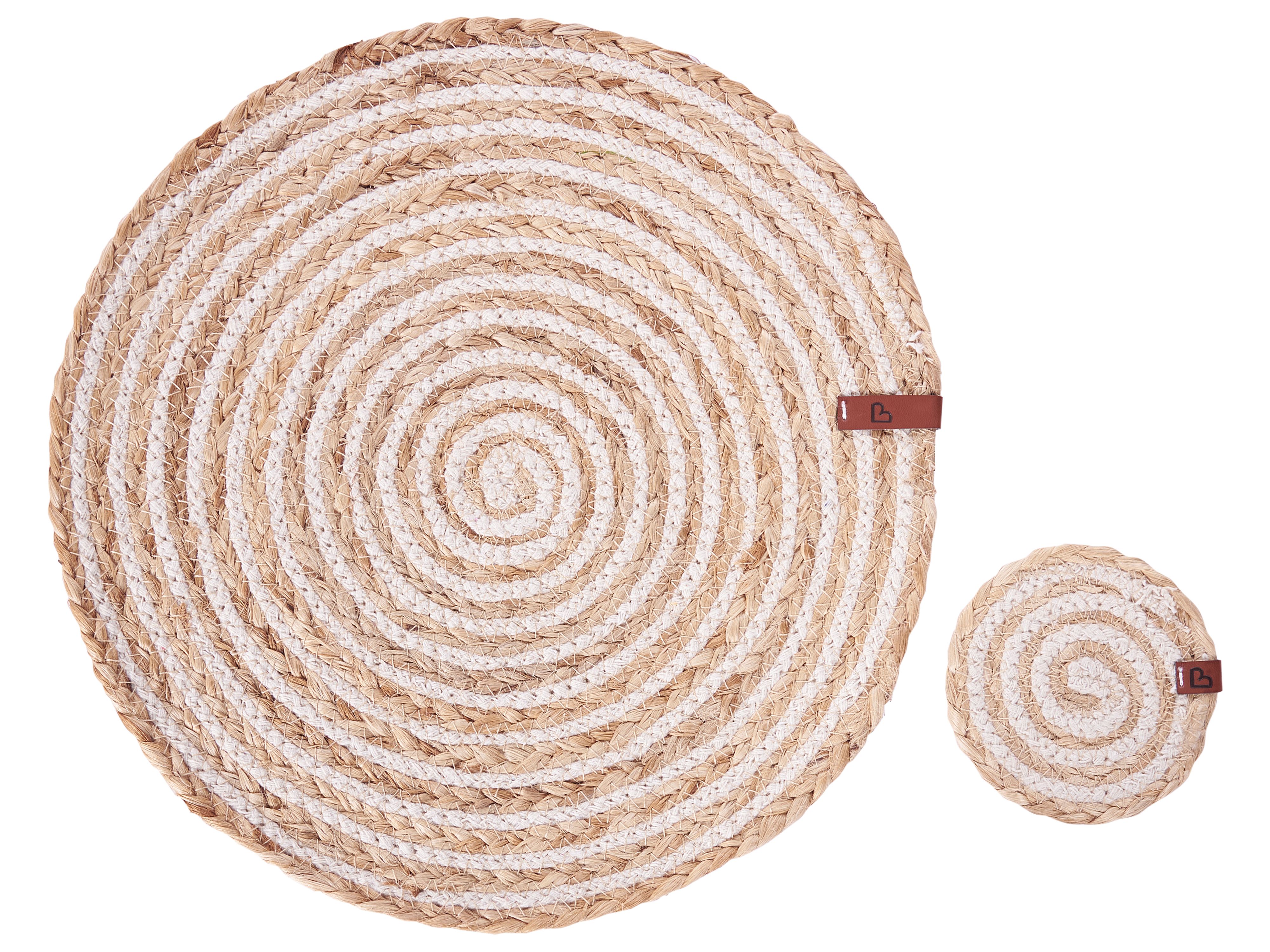 Placemats en onderzetters set QUININE Natuurlijk Jute