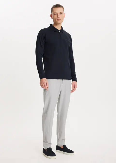 Pantalon met gemêleerde look grijs (GRS.MEL)